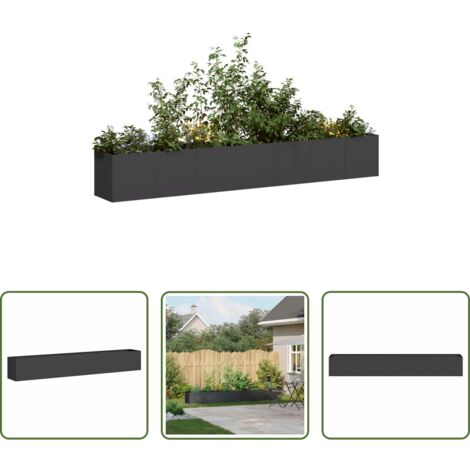 vidaXL Fioriera per giardino -  Fioriera Nera 280x40x40 cm in Acciaio Laminato a Freddo