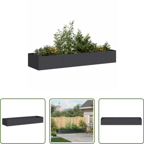 vidaXL Fioriera per giardino -  Fioriera Nera 280x80x40 cm in Acciaio