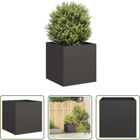 vidaXL Fioriera per giardino -  Fioriera Nera 40x40x40 cm in Acciaio Laminato a Freddo