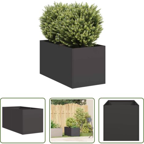vidaXL Fioriera per giardino -  Fioriera Nera 40x80x40 cm in Acciaio Laminato a Freddo
