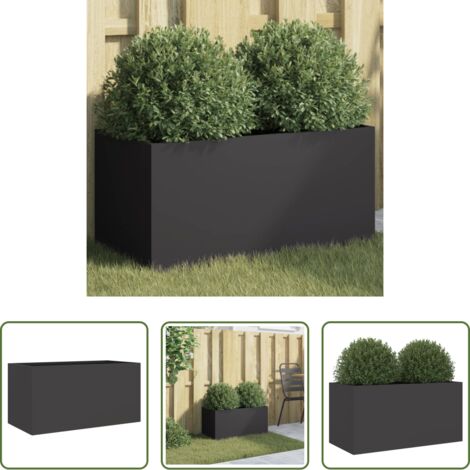 vidaXL Fioriera per giardino -  Fioriera Nera 52x48x75 cm in Acciaio