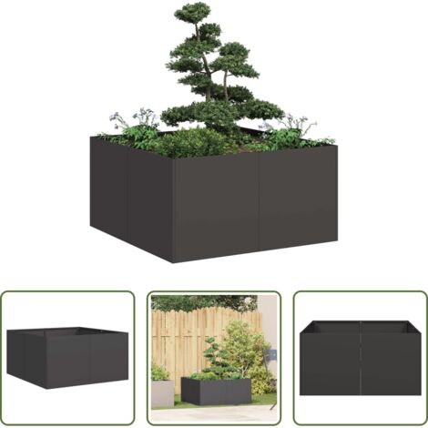 vidaXL Fioriera per giardino -  Fioriera Nera 80x80x40 cm in Acciaio Laminato a Freddo