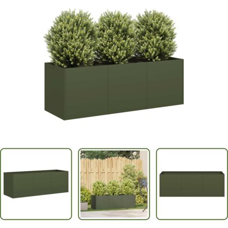vidaXL Fioriera per giardino -  Fioriera Verde Oliva 120x40x40 cm in Acciaio Laminato a Freddo