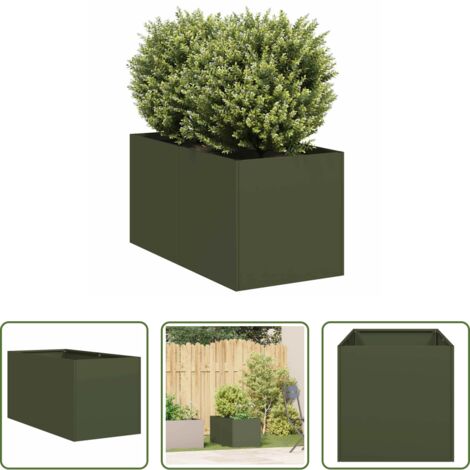 vidaXL Fioriera per giardino -  Fioriera Verde Oliva 40x80x40 cm in Acciaio Laminato a Freddo