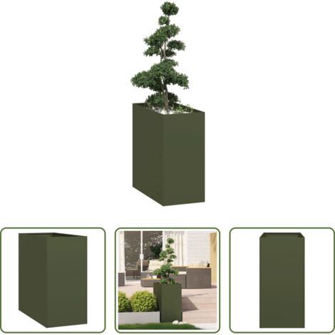 vidaXL Fioriera per giardino -  Fioriera Verde Oliva 40x80x80 cm in Acciaio
