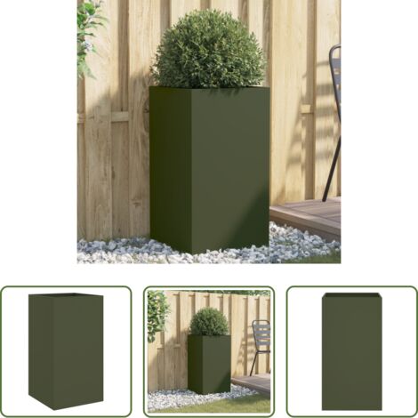 vidaXL Fioriera per giardino -  Fioriera Verde Oliva 42x38x75 cm in Acciaio