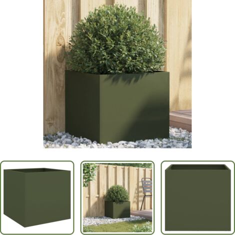 vidaXL Fioriera per giardino -  Fioriera Verde Oliva 42x40x39 cm in Acciaio