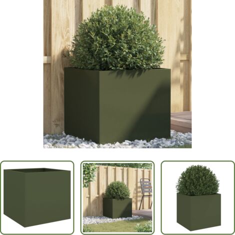 vidaXL Fioriera per giardino -  Fioriera Verde Oliva 49x47x46 cm in Acciaio
