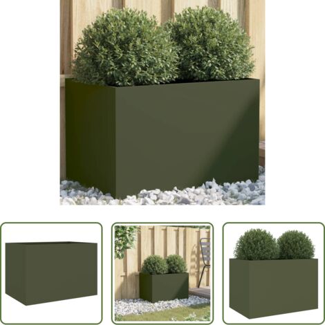 vidaXL Fioriera per giardino -  Fioriera Verde Oliva 62x30x29 cm in Acciaio