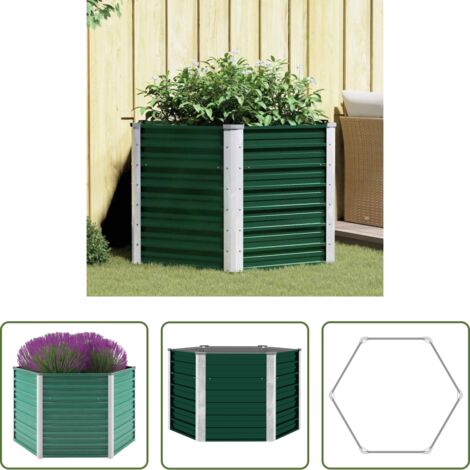 vidaXL Fioriera per giardino -  Letto Rialzato Giardino in Acciaio Zincato 129x129x77 cm Verde