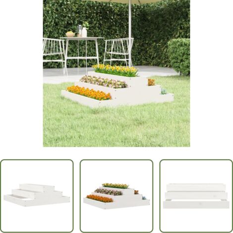 vidaXL Fioriera per ortaggi -  Fioriera Bianca 80x80x27 cm in Legno Massello di Pino