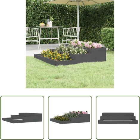 vidaXL Fioriera per ortaggi -  Fioriera Grigia 107x107x27 cm in Legno Massello di Pino