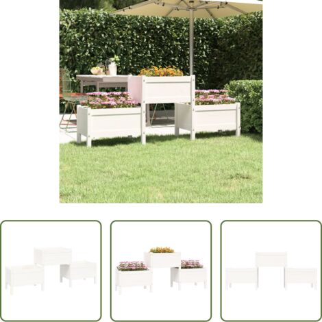 vidaXL Fioriera per piante -  Fioriera Bianca 178,5x44x75 cm in Legno Massello di Pino