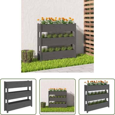 vidaXL Fioriera per piante -  Fioriera Grigia 112x25x104,5 cm in Legno Massello di Pino