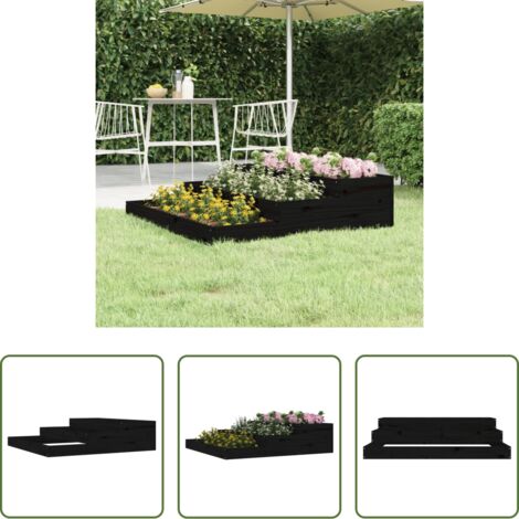 vidaXL Fioriera per piante -  Fioriera Nera 107x107x27 cm in Legno Massello di Pino