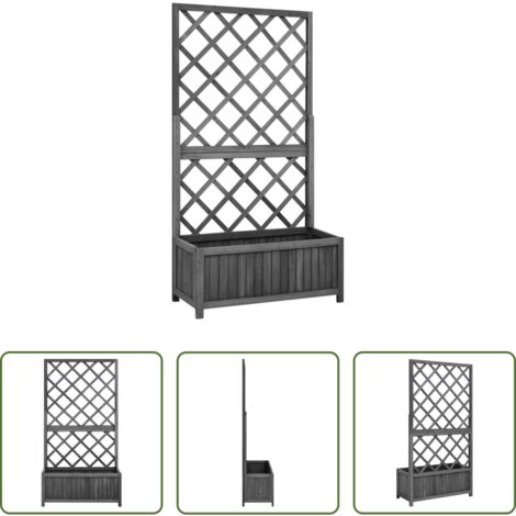 vidaXL Fioriera per piante rampicanti -  Fioriera con Traliccio Nera 70x30x135 cm in Massello di Abete