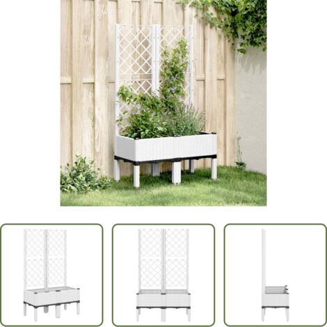 vidaXL Fioriera per piante rampicanti -  Fioriera da Giardino con Graticcio Bianco 80x40x142 cm PP