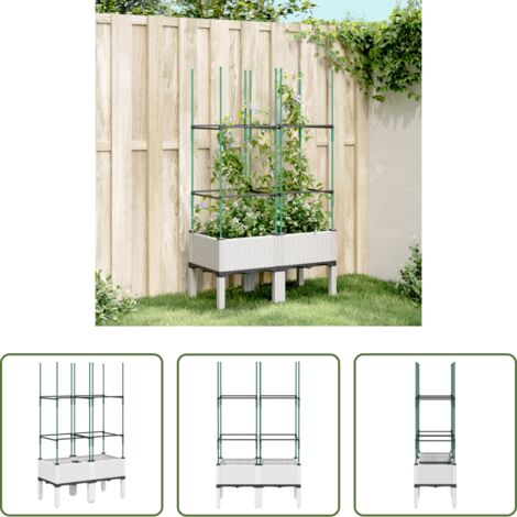 vidaXL Fioriera per piante rampicanti -  Fioriera da Giardino con Graticcio Bianco 80x40x142,5 cm PP