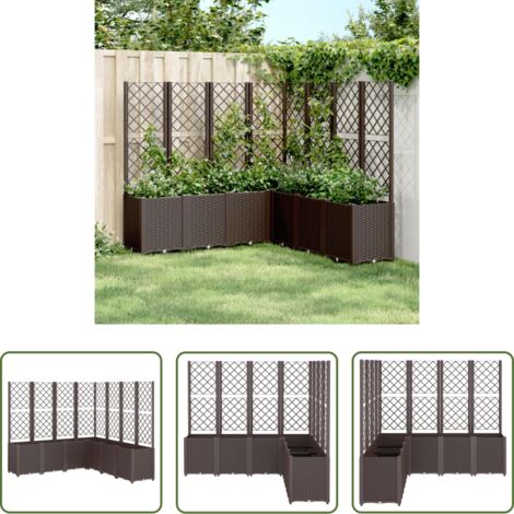 vidaXL Fioriera per piante rampicanti -  Fioriera da Giardino con Traliccio Marrone 160x160x140 cm in PP