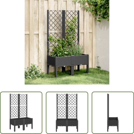 vidaXL Fioriera per piante rampicanti -  Fioriera da Giardino con Traliccio Nera 80x40x142 cm in PP