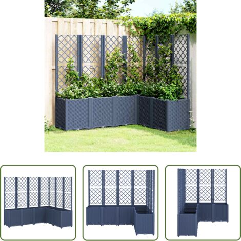 vidaXL Fioriera per piante rampicanti -  Fioriera Giardino con Graticcio Grigio Blu 160x120x140 cm PP