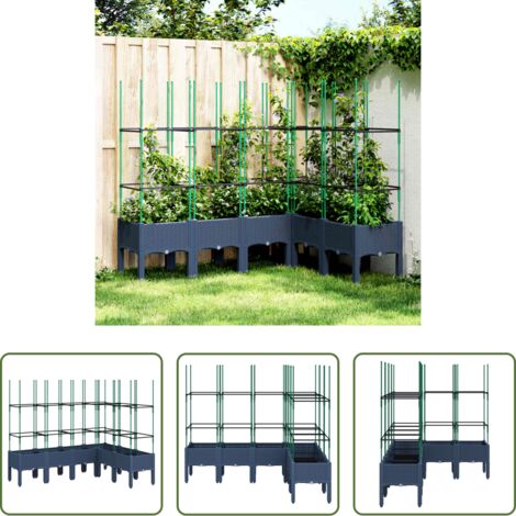 vidaXL Fioriera per piante rampicanti -  Fioriera Giardino con Graticcio Grigio Blu 160x120x142,5 cm PP