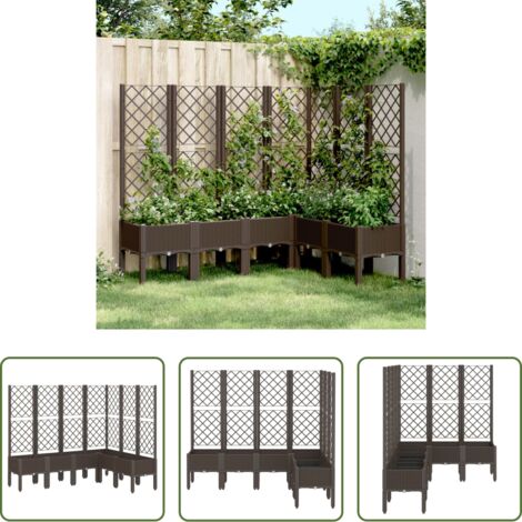 vidaXL Fioriera per piante rampicanti -  Fioriera Giardino con Graticcio Marrone 160x120x142 cm in PP