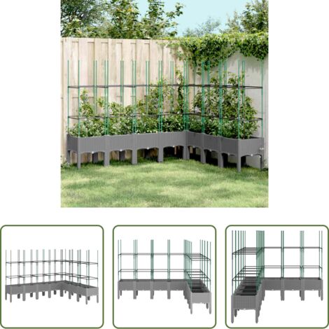 vidaXL Fioriera per piante rampicanti -  Fioriera Giardino con Traliccio Grigio 200x160x142,5 cm PP