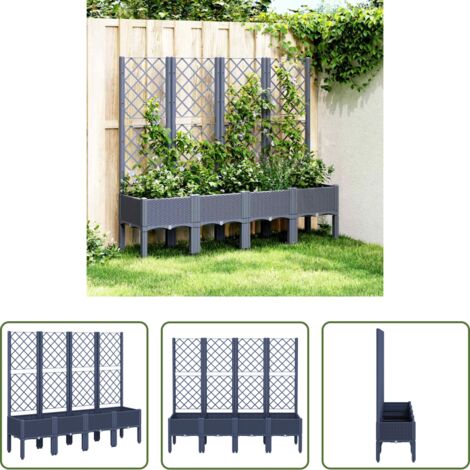 vidaXL Fioriera per piante rampicanti -  Fioriera Giardino con Traliccio Grigio Blu 160x40x142 cm PP