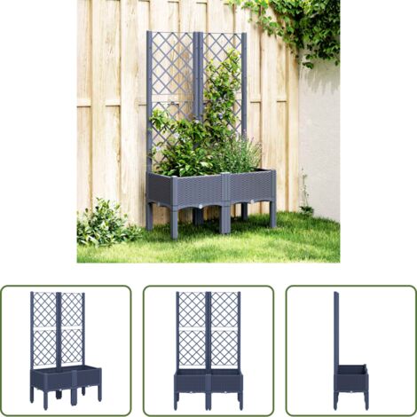 vidaXL Fioriera per piante rampicanti -  Fioriera Giardino con Traliccio Grigio Blu 80x40x142 cm PP