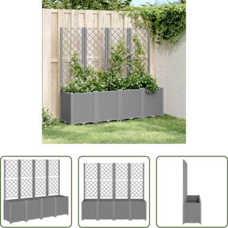 vidaXL Fioriera per piante rampicanti -  Fioriera Giardino con Traliccio Grigio Chiaro 160x40x140 cm PP