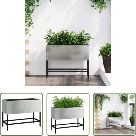 vidaXL Fioriera rettangolare - Vaso da Giardino Rialzato Argento 60 x 26 x 45 cm