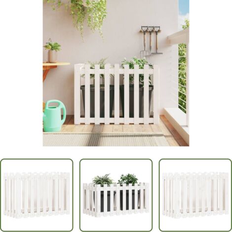 vidaXL Fioriera rialzata -  Fioriera Giardino a Recinzione Bianca 100x50x70cm Massello Pino