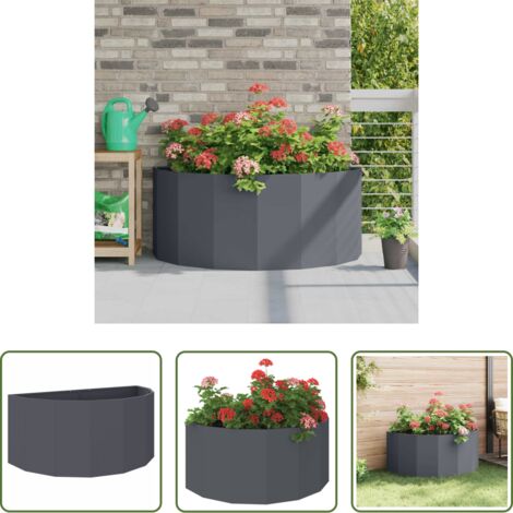 vidaXL Fioriera semicircolare -  Fioriera Antracite 120 x 60 x 50 cm Acciaio