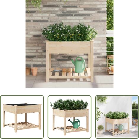 vidaXL Fioriera -  Vaso da giardino con lo scaffale Beige 90 x 90 x 76,5 cm
