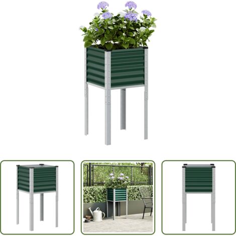 vidaXL Fioriera verde -  Fioriera da giardino verde 45x45x88 cm in acciaio