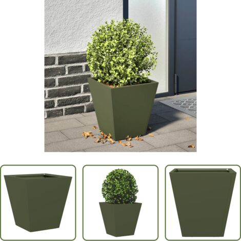 vidaXL Fioriera verde oliva -  Fioriera da Giardino Verde Oliva 30x30x30 cm in Acciaio