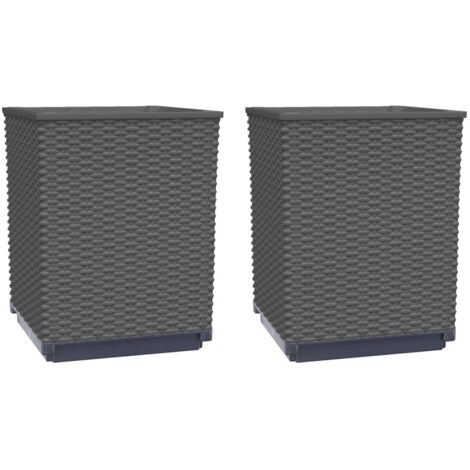 vidaXL Fioriere 2 pz Nere 30x30x37 cm in Polipropilene