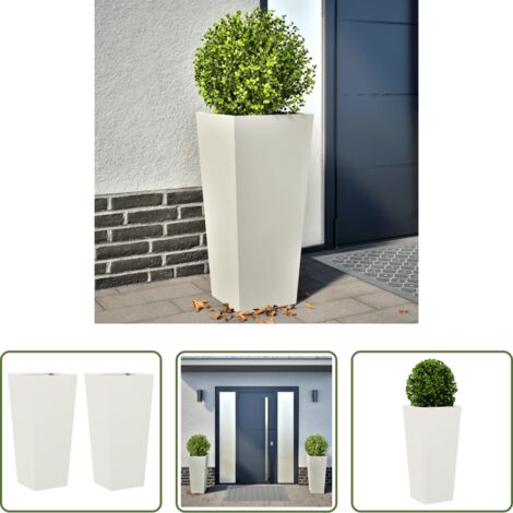 vidaXL Fioriere da balcone -  Fioriere da Giardino 2 pz Bianche 35x35x75 cm in Acciaio