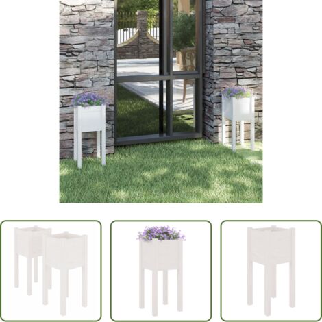vidaXL Fioriere da esterno -  Fioriere da Giardino 2 pz Bianche 31x31x70 cm in Legno di Pino