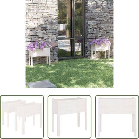 vidaXL Fioriere da esterno -  Fioriere da Giardino 2 pz Bianche 70x31x70 cm in Legno di Pino