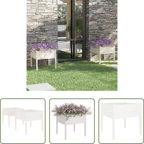 vidaXL Fioriere da esterno -  Fioriere da Giardino 2 pz Bianche 70x70x70 cm in Legno di Pino