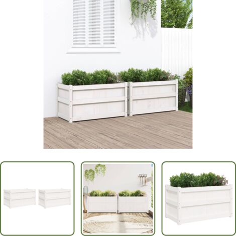 vidaXL Fioriere da esterno -  Fioriere da Giardino 2 pz Bianche in Legno Massello di Pino