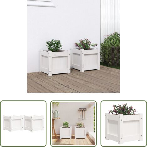 vidaXL Fioriere da esterno -  Fioriere da Giardino 2 pz Bianche in Legno Massello di Pino