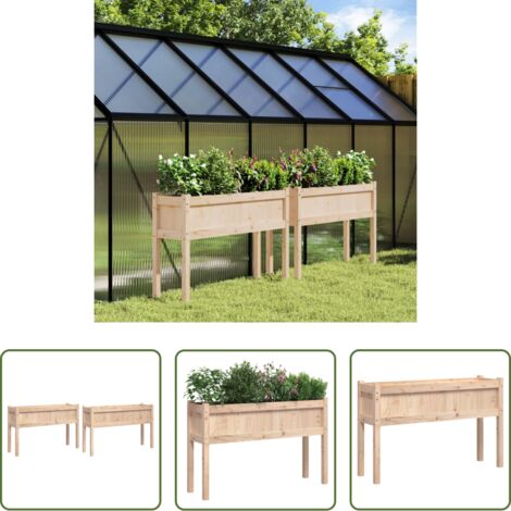 vidaXL Fioriere da esterno -  Fioriere da Giardino 2 pz con Gambe in Legno Massello di Pino