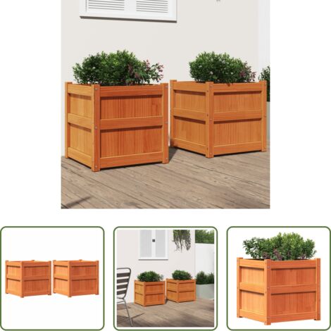 vidaXL Fioriere da esterno -  Fioriere da Giardino 2pz Marrone Cera Legno Massello di Pino