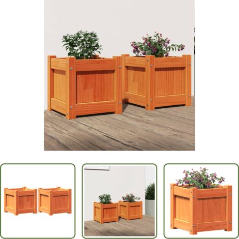 vidaXL Fioriere da esterno -  Fioriere da Giardino 2pz Marrone Cera Legno Massello di Pino