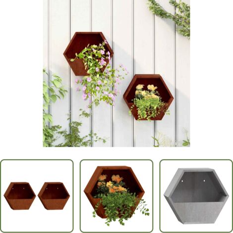 vidaXL Fioriere da giardino -  Fioriere da Parete 2 pz Ruggine in Acciaio Corten 30x10x25 cm