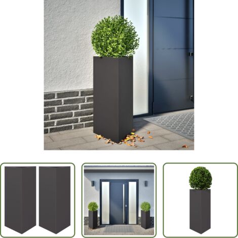 vidaXL Fioriere in acciaio -  Fioriere da Giardino 2 pz Nere Triangolari 40x34,5x70cm Acciaio