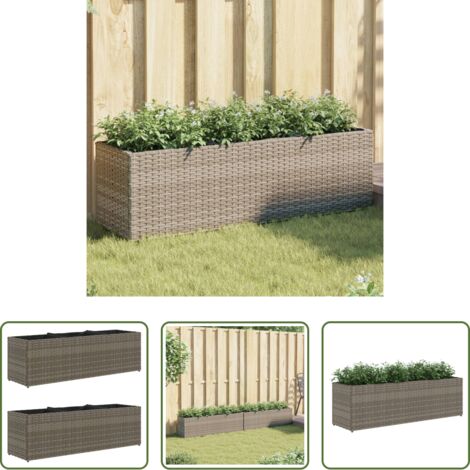 vidaXL Fioriere in acciaio -  Fioriere da Giardino con 3 Vasi Grigie 105x30x32 cm Polyrattan